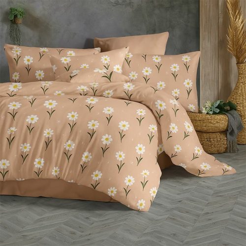 Ga trải giường vải thun ý cam hoa sữa