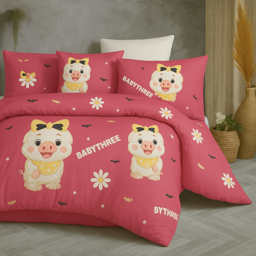 Ga trải giường vải thun ý hồng Babythree