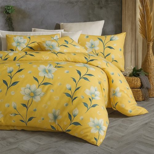 Ga trải giường vải thun ý vàng hoa