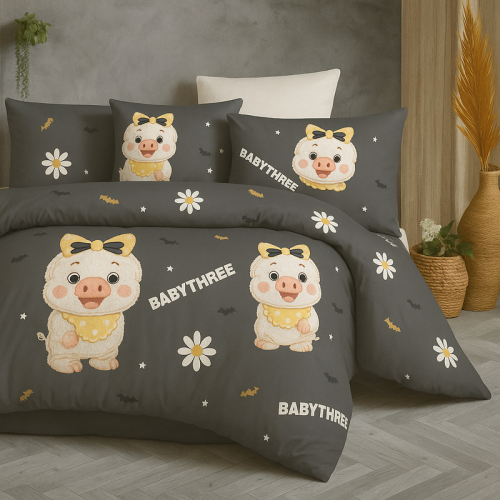 Ga trải giường vải thun ý xám Babythree