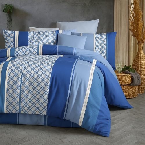 Ga trải giường vải thun ý xanh caro