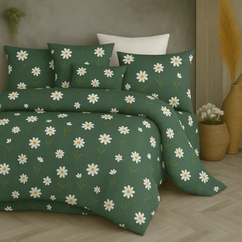 Ga trải giường vải thun ý xanh hoa sữa